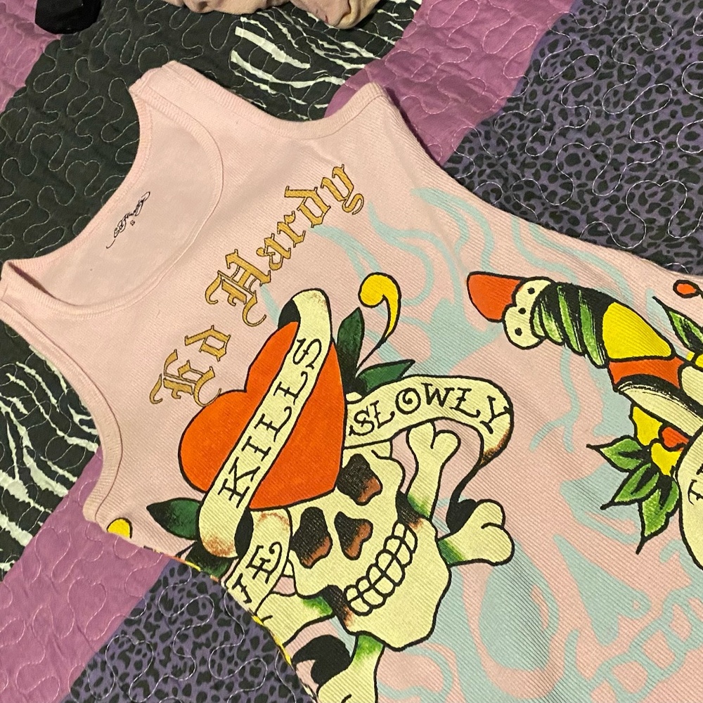 Pink Ed hardy mini dress size s